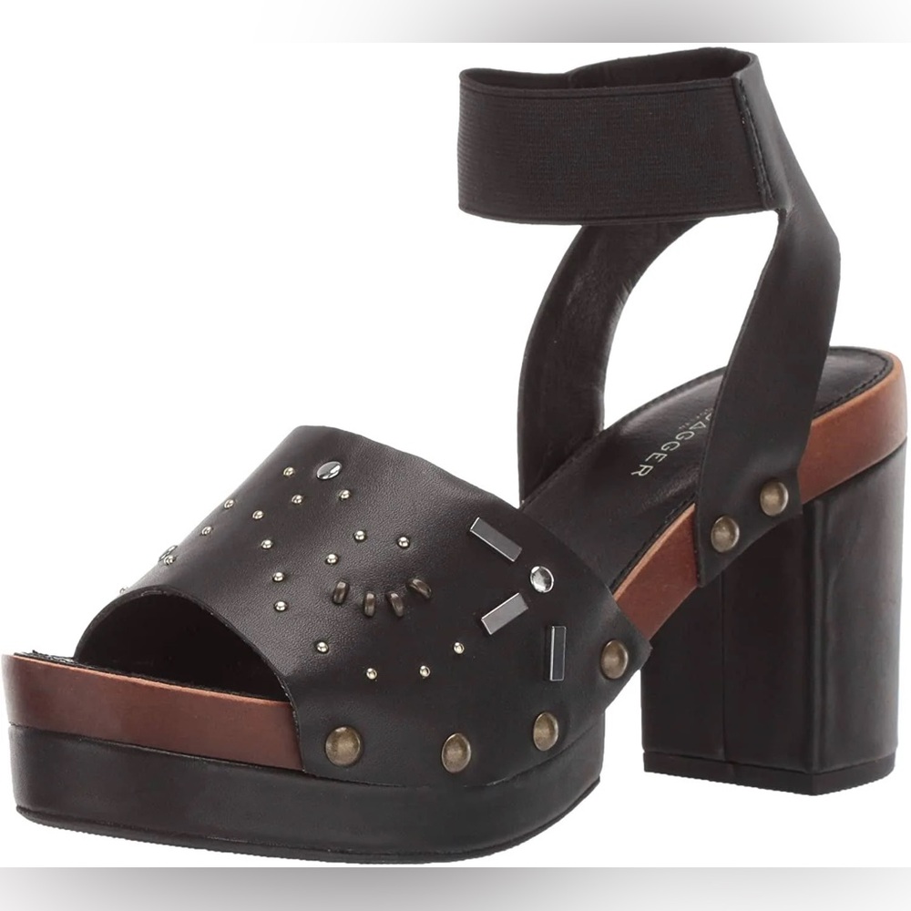Kelsi Dagger Brooklyn Friday Black Leather Platform sandal size 6